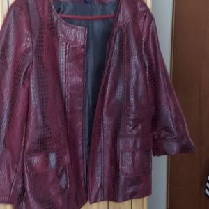 Maroonish leather light weight Jacket